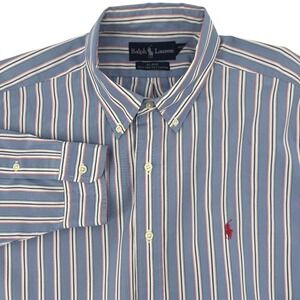 Ralph Lauren Blake Striped Button Down Shirt Mens Classic Fit Cotton Long Sleeve